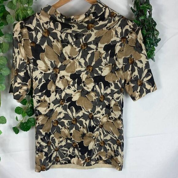 ann Taylor loft wool floral off shoulder top S - Picture 3 of 3